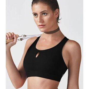 Fabletics Womens Syliva Medium Impact Sports Bra Black XS NEW
